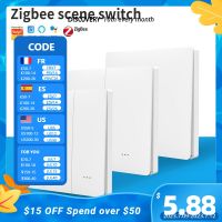 เครื่องมือควบคุมสมาร์ทโฮมสวิตช์ฉากแบบไร้สาย Zigbee ตัวควบคุมปุ่มกดการตั้งค่าฉากในหลายขั้นตอนสำหรับอุปกรณ์ Tuya