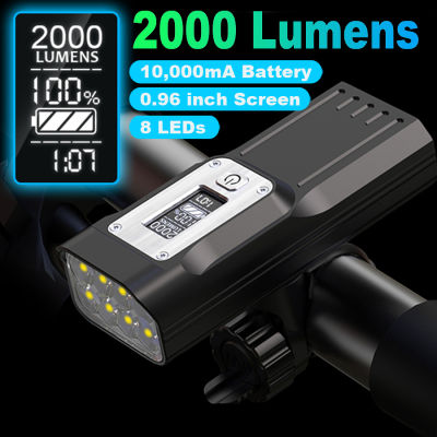 NEWBOLER 8 LEDs Bike Light Power Display 2000 Lumen 10000mA MTB Bicycle Lights Cycling Headlight as Bike Accessories