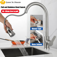 304SUS Pull-Out Stainless Steel Hand Faucet Hot And Cold Retractable Kitchen Basin Washbasin Washbasin Household Faucet Splash-Proof Belt 2 Hoses