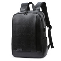 New Fashion Mens PU Leather Backpack Teen Black School Bag Boy College School Bag Laptop Backpack School Wind Leisure Bag