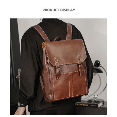 Large capacity Vintage backpack Korean version mens bag street fashion youth backpack student schoolbag mens computer bag Boyfriend Dad Mens Birthday Gift