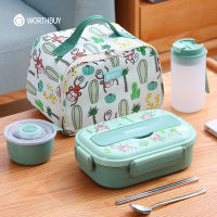 WORTHBUY Lunch Box For Kid With Compartment 316 Stainless Steel Cute Monkey Bento Lunch Box School Leak-Proof Food Container Box