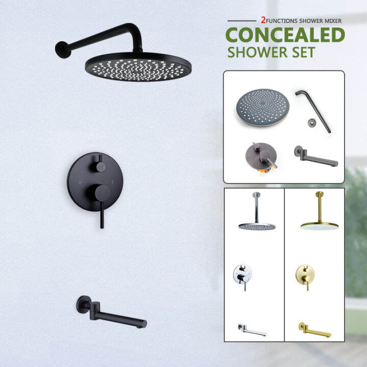 2 Functions Shower Mixer Concealed Shower Set Brass Body ABS 10 Inch