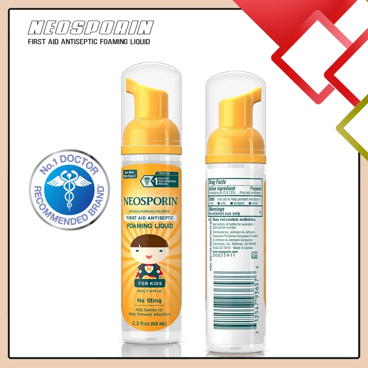 Neosporin, First Aid Antiseptic Foaming Liquid for Kids, Ages 2 and Up