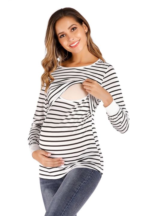 camiseta-maternidade-e-amamenta-o-feminina-blusa-listrada-de-manga-comprida-com-tamanhos-grandes