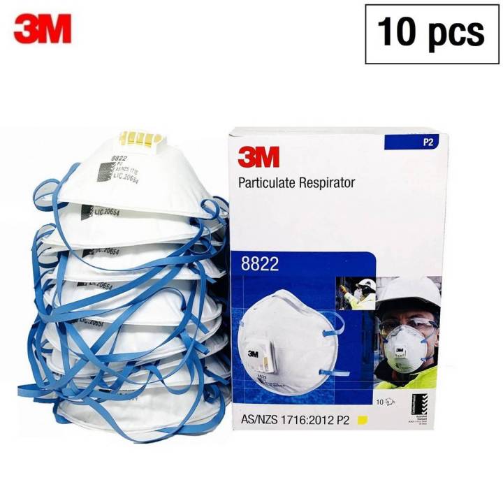 3m-8822-หน้ากากสำหรับงานบัดกรี-หลอมโลหะ-พร้อมวาล์วระบายอากาศ-3m-8822-p2-เทียบได้กับ-n95-ขายยกกล่อง