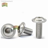 №¤ 1/50pcs M3 M4 M5 M6 M8 ISO7380.2 304 Stainless Steel Hex Hexagon Socket Round Button Flange Head With Washer Collar Screw Bolt