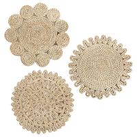 3Pcs Corn Fur Woven Dining Table Mat Heat Insulation Pot Holder Round Coasters Crafts Wall Hanging Frame Ornament