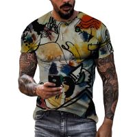 Europe and America New Fashion Abstract Art Men T-shirt Summer Casual Trend Graffiti Street Style 3D Printed O-neck Tees Tops