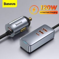 Baseus 4 Port 120W USB Car Charger Quick Charge PPS Fast Charging PD 20W Type C Car Charger For iPhone 12 Xiaomi Samsung Tablet