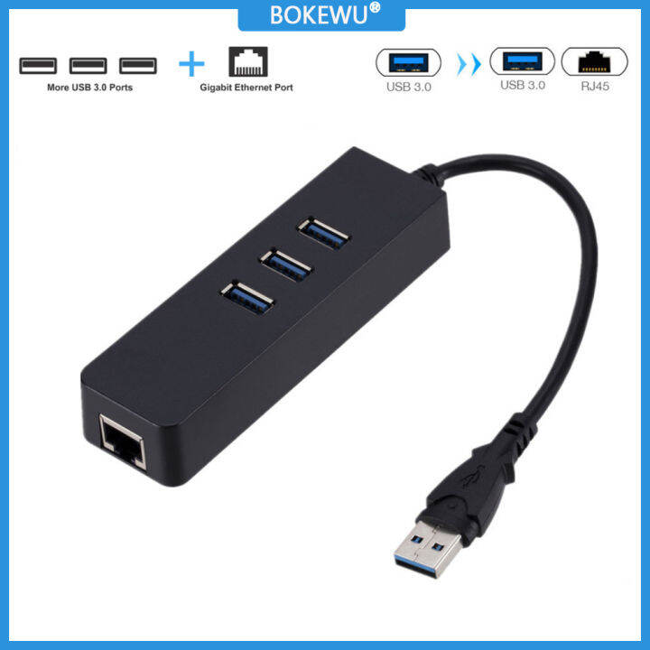 BOKEWU Adaptor Ethernet Gigabit USB 1000 Ke RJ45, 3.0 Mbps USB HUB USB