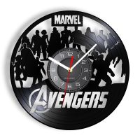 Hot sell Superhero Assembled Vinyl Record Wall Clock For Kids Bedroom Movie Characters Silent Quartz Wall Clock Home Theater Cinema Decor