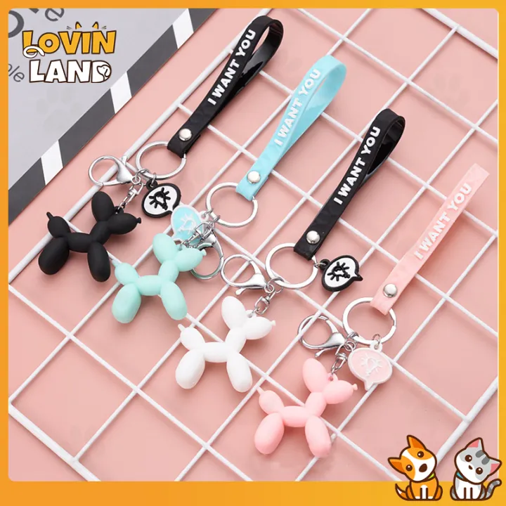 Cute Balloon Dog Keychain Key Ring For Phone Bag Car Pendant Gifts Girls Decor 