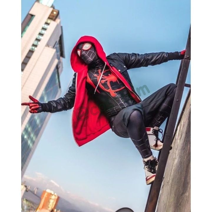 Miles Morales Spider-man Cosplay Costume Spiderman Zentai Suit Halloween  Adult