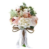 Artificial Rose Flower Bouquet for Bride Bridesmaid Handmade Wedding Bouquet Silk Bridal Bouquet Holding Flower