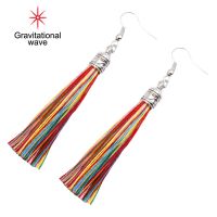 Gravitational Wave 1คู่ Bohemian Hook ต่างหูศิลปะผ้าฝ้าย Fringe Design Dangle ต่างหู Ear Accessories