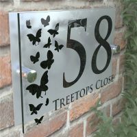 Butterflies Classic Style Custom House Number Apartment Door Number Sign Plaque Acrylic Door Plate Wall Stickers Decals