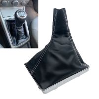 ▫卍❈ Chrome Leather Gear Shift Knob Cover Boot Collar Case For OPEL ASTRA III H 1.6 VAUXHALL 2004 2005 2006-2010 White / Black Stitch