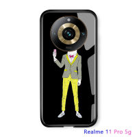 เคสฝาหลังกระจกนิรภัยมันวาวสำหรับ Realme 11 Pro 5G Realme 11 Pro + 5G ลายสัตว์ที่สร้างสรรค์ของผู้ชายแฟชั่น