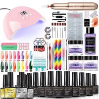 Manicure Set for Nail Extensions Nail Acrylic Powder Gel Nail Polish Set Acrylic Kit With UV LED Nail Lamp Nail Drill Kits Cups  Mugs Saucers