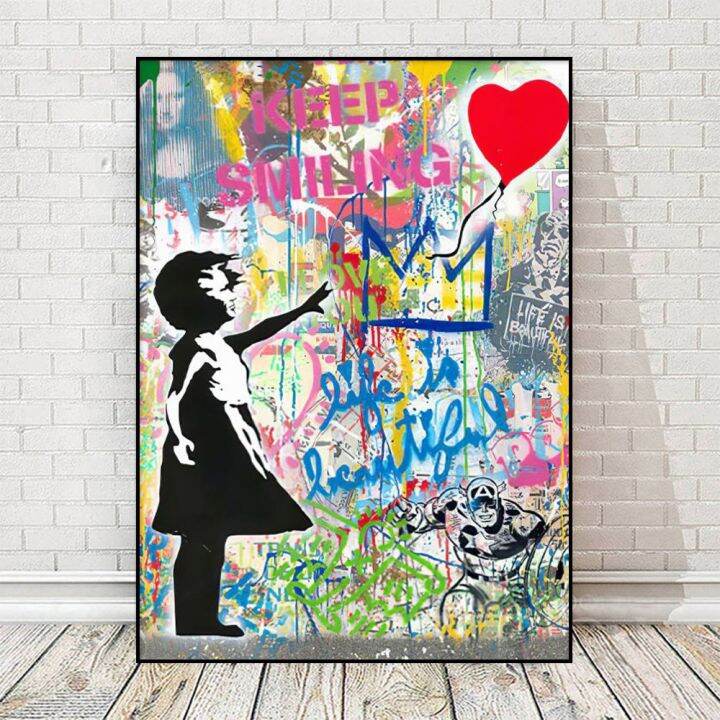 street-graffiti-banksy-wall-art-โปสเตอร์-boy-and-girl-in-love-ภาพจิตรกรรมฝาผนังยอดนิยม-modern-home-room-decor-ภาพวาดผ้าใบภาพพิมพ์