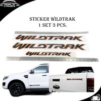 สติ๊กเกอร์"sticker WILDTRAK ติด Ford Ranger 2021 สีเทาดำขอบส้ม 1 ชุด 3 ชิ้น "เทาดำขอบส้ม 3ชิ้น ford Ranger มีบริการเก็บเงินปลายทาง