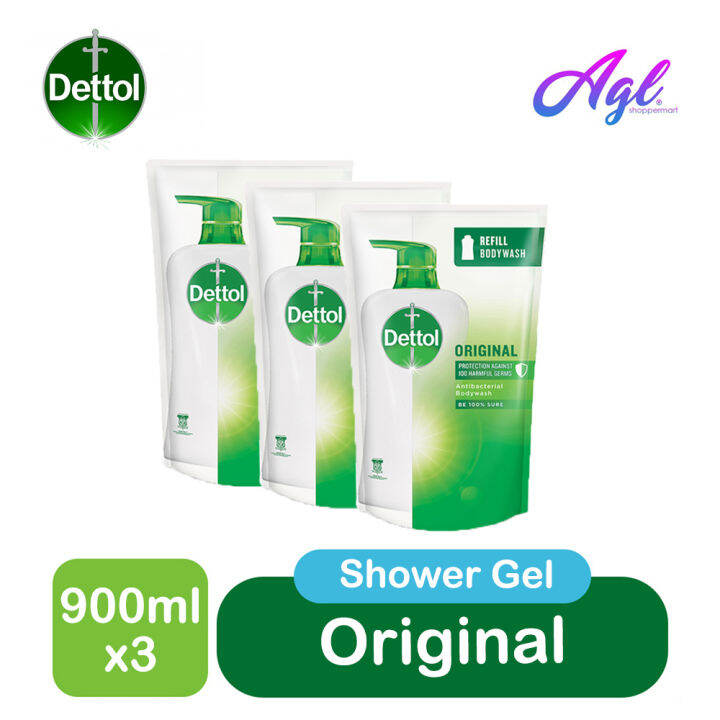 Dettol Shower Gel Refill Original 900ml x 3 Packs Lazada
