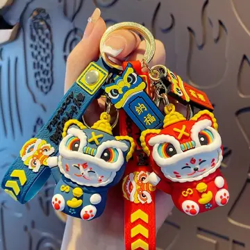 Dance Lion Keychain Chinese Style Lucky Fortune Cute Cartoon Bag