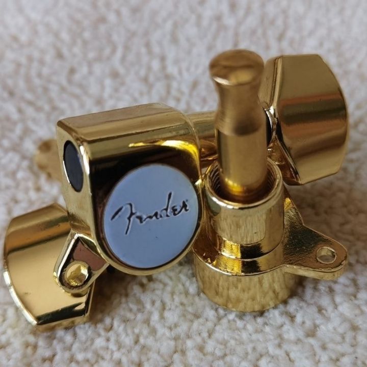 fender-electric-guitar-tuners-fully-enclosed-headstock-buttons-stamped-single-side-knobs-standard-golden-full-set-universal-delivery-within-24-hours