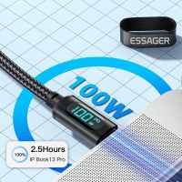 Essager Type C To Type C สายเคเบิ้ล100W PD ที่ชาร์จมีช่องเสียบยูเอสบีเร็ว C ไปยัง USB C สายสัญญาณภาพเหมาะสำหรับ Xiaomi POCO F3 Realme Macbook Ipad