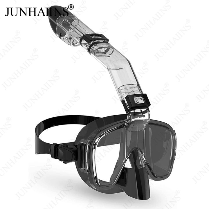 JUNHAI INS Dry Top Foldable Snorkel Mask Set 180 Degree Anti Fog Anti ...