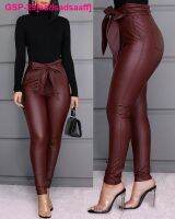 Asdsadsaaff ของผู้หญิง Couro Leggings CIN Tura Alta Calça Feminina Elegante Lápis หรือ Fina Faixas Arco Escritório S-3XL R50801