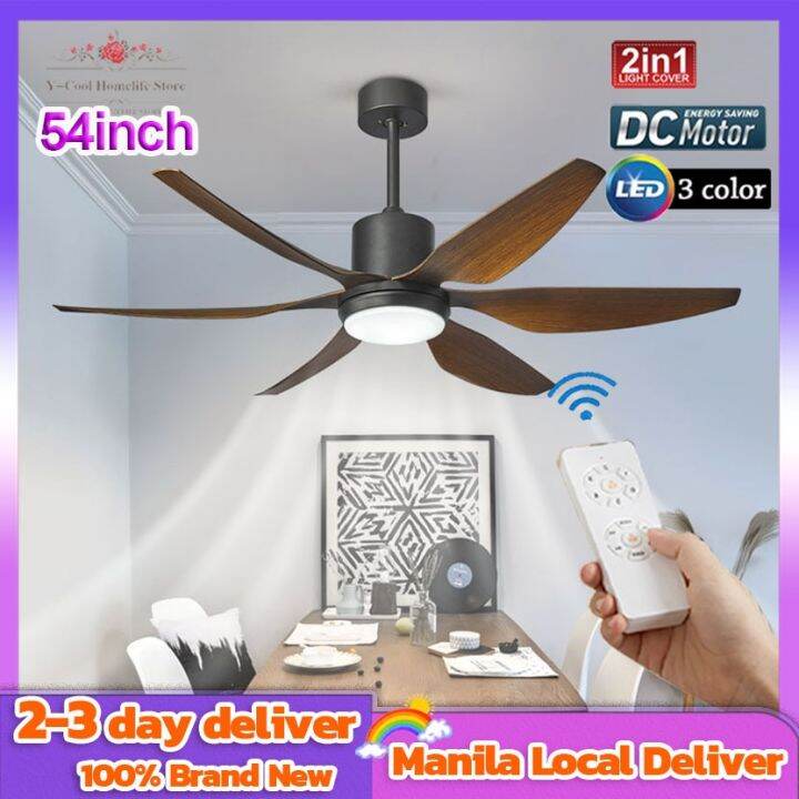 54 inch Ceiling Fan With Light Remote 3 colors DC Motor Nordic Celling ...