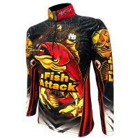 เสื้อตกปลา,ปั่นจักรยาน JA  Red Black Jump Fish Attack  UV บริการเก็บเงินปลายทาง