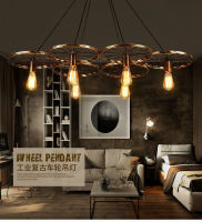 Vintage Pendant Light creative simple balcony Nordic industrial wind wrought iron wheel chandelier Lighting for Living Room