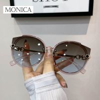 2022 New Vintage Cat Eye Round Sunglasses Womens Korean Version Metal Rimless Gradient Sun Glasses Luxury Shades UV400 очки