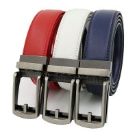 High Quality Click Men Belt Automatic Buckle Genuine Leather Cowhide Jeans Accessories Belts Youth Waistband Black White Red Belts