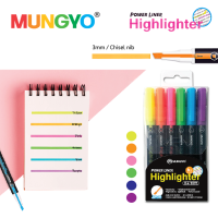 MUNGYO ปากกาไฮไลท์ 6 แท่ง (POWER LINER HIGHLIGHTER 6) 1 ชุด