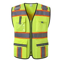 Safety Vest Reflective with Pockets and Zipper High Visibility Mesh ANSI Class 2 Made with 3M Reflective Tape