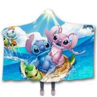 2023 Lilo Stitch Baby Hooded Cloak Hat Blanket Childrens Napping Blankets Cartoon Sherpa Kids Sofa TV Car Body Cover