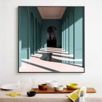 2023 ▬✽ Morandi Nordic Luxury Canvas Paintings Hallway Decorative Painting Prints Oil Painting Architectural Space Art Painting Posters