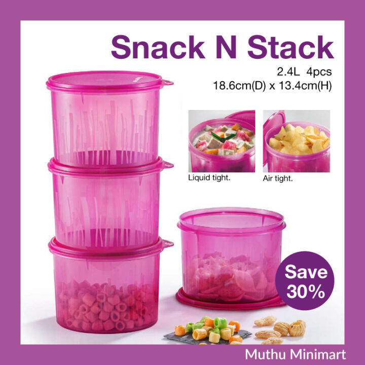 Original Tupperware Snack N Stack Set Food Storage Food Container Bekas