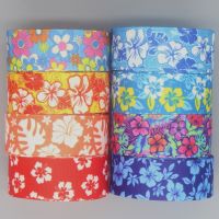 DHK 7/8 5yards Flower Floral Hawaii Printed Grosgrain Ribbon Accessories Material Headwear Decoration DIY Sewing Craft C2059 Gift Wrapping  Bags