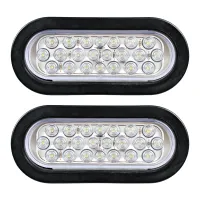 2Pcs 6 Inch Oval White 22 LED Truck Reverse Tail Lights Parts Accessories For Truck Trailer Warning Light Transparent Daytime Running Lamp