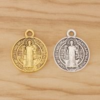 【CW】☽☁卐  20 Pieces Tibetan Silver/Gold Color Benedict Medal Crucifix Charms Pendants for Making Accessories 18mm