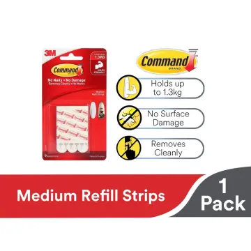 Command Medium Refill Adhesive Strips for Wall Hooks, For