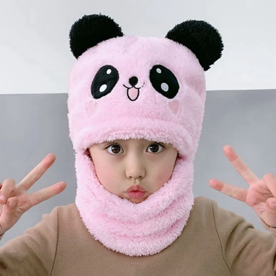 1pc Soft Children's Cartoon Plush Scarf Hat Suit Cute Girls Winter
