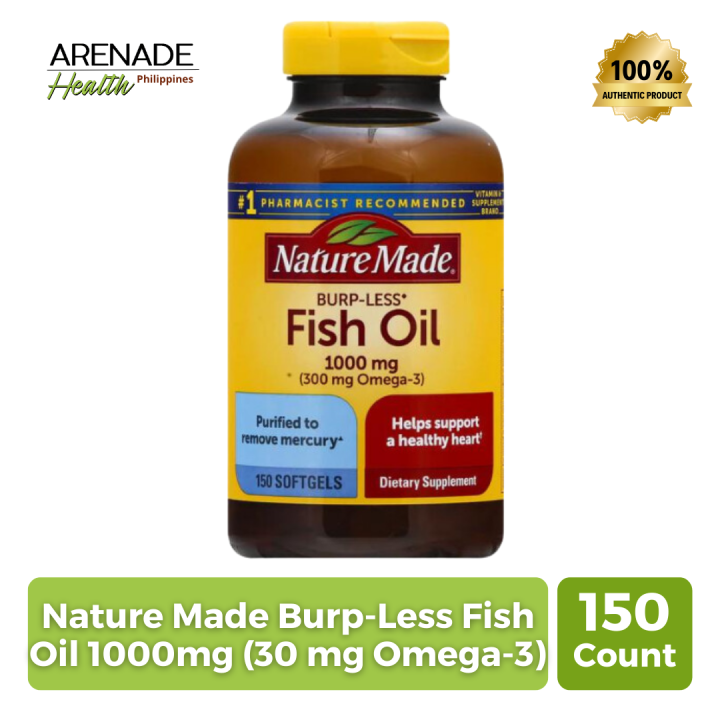 Nature Made Burpless Fish Oil 1000 mg w. Omega3 300 mg Soft Gels 150
