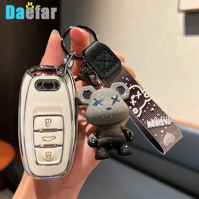 dfthrghd TPU Car Remote Key Case Cover Shell Fob for Audi Q3 Q5 Q7 S4 S5 S6 S7 S8 R8 TT A1 A3 A4 A5 A6 A7 A8 Quattro Keychain Accessories