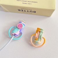 Kabel Data pelindung lengan warna-warni Mini 2 in 1 Earphone kabel kawat penutup pelindung lembut kabel silikon alat pelindung